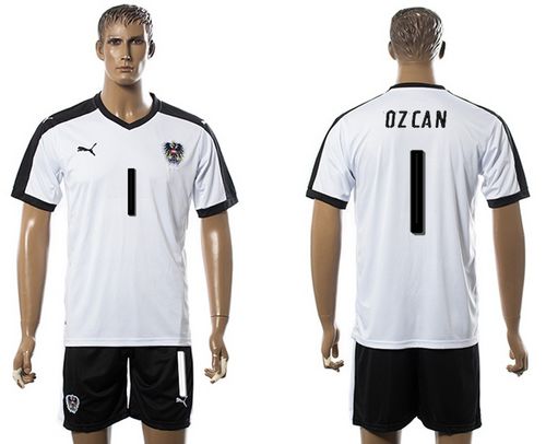 Austria #1 Ozcan White Away Soccer Country Jersey