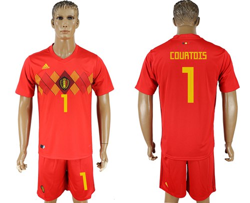 Belgium #1 Courtois Red Soccer Country Jersey