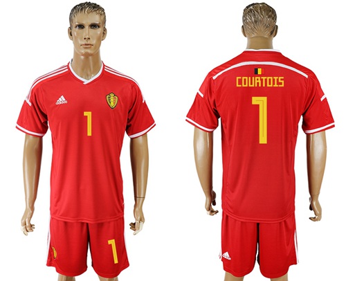 Belgium #1 Courtois Red Home Soccer Country Jersey