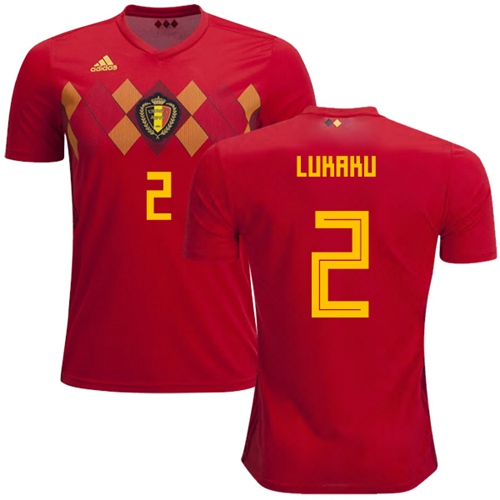 Belgium #2 Lukaku Red Soccer Country Jersey