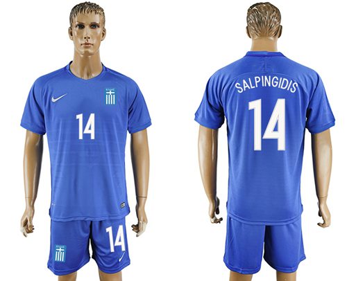 Greece #14 Salpingidis Away Soccer Country Jersey