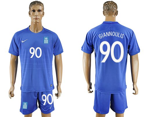 Greece #90 Giannoulis Away Soccer Country Jersey