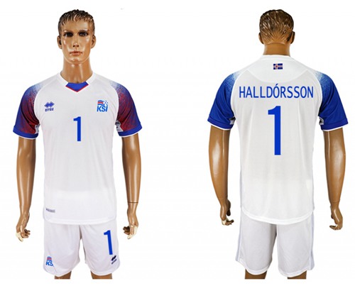 Iceland #1 Halldorsson Away Soccer Country Jersey