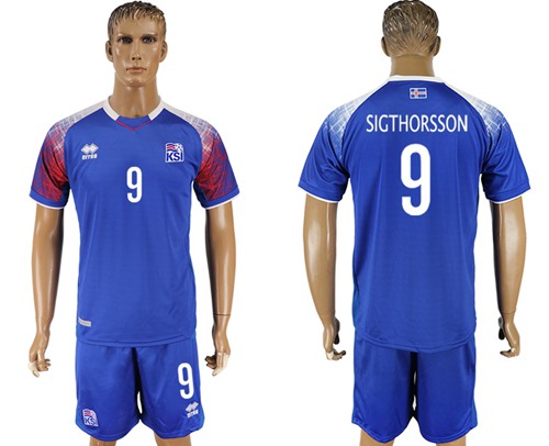 Iceland #9 Sigthorsson Home Soccer Country Jersey