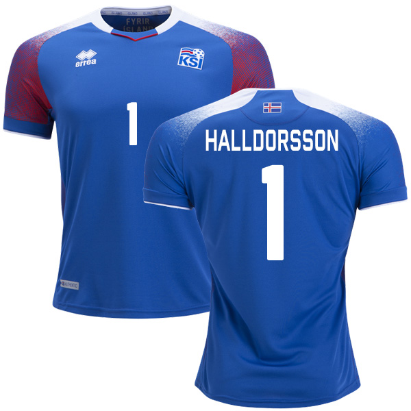 Iceland #1 Halldorsson Home Soccer Country Jersey