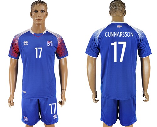 Iceland #17 Gunnarsson Home Soccer Country Jersey