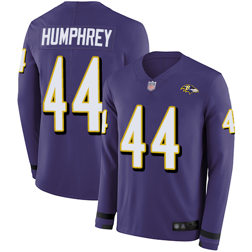 Nike Ravens #44 Marlon Humphrey Purple Team Color Men's Stitched NFL Limited Therma Long Sleeve Jersey