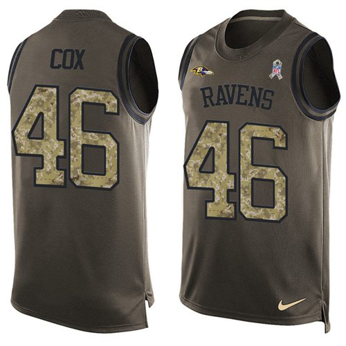 Nike Ravens #46 Morgan Cox Green Men's Stitched NFL Limited Salute To Service Tank Top Jersey