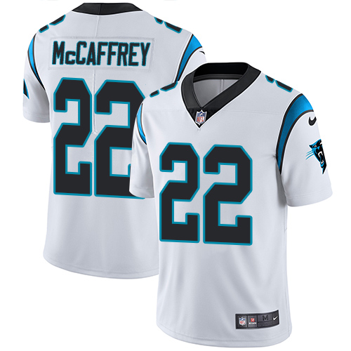 Nike Panthers #22 Christian McCaffrey White Men's Stitched NFL Vapor Untouchable Limited Jersey