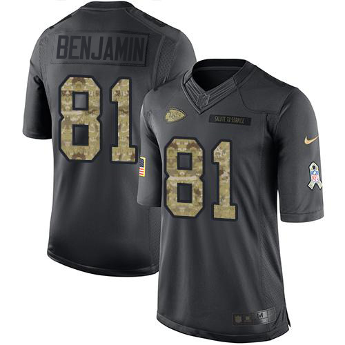 Nike Chiefs #81 Kelvin Benjamin Black Men's Stitched NFL Limited 2016 Salute to Service Jersey